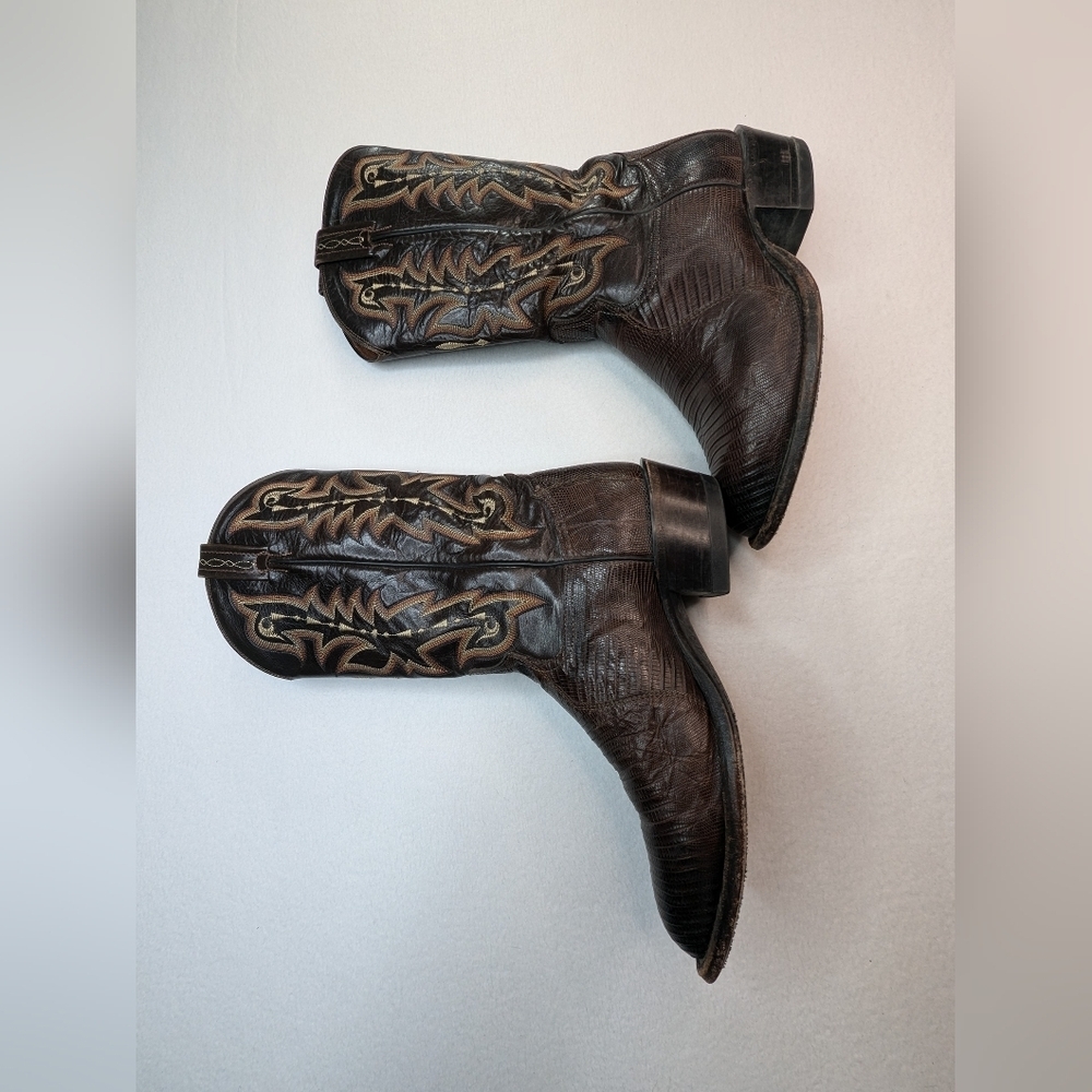 Tony Lama CZ813 Men's Exotic Collection Western Boot with Chocolate Teju Lizard - Picture 12 of 16
